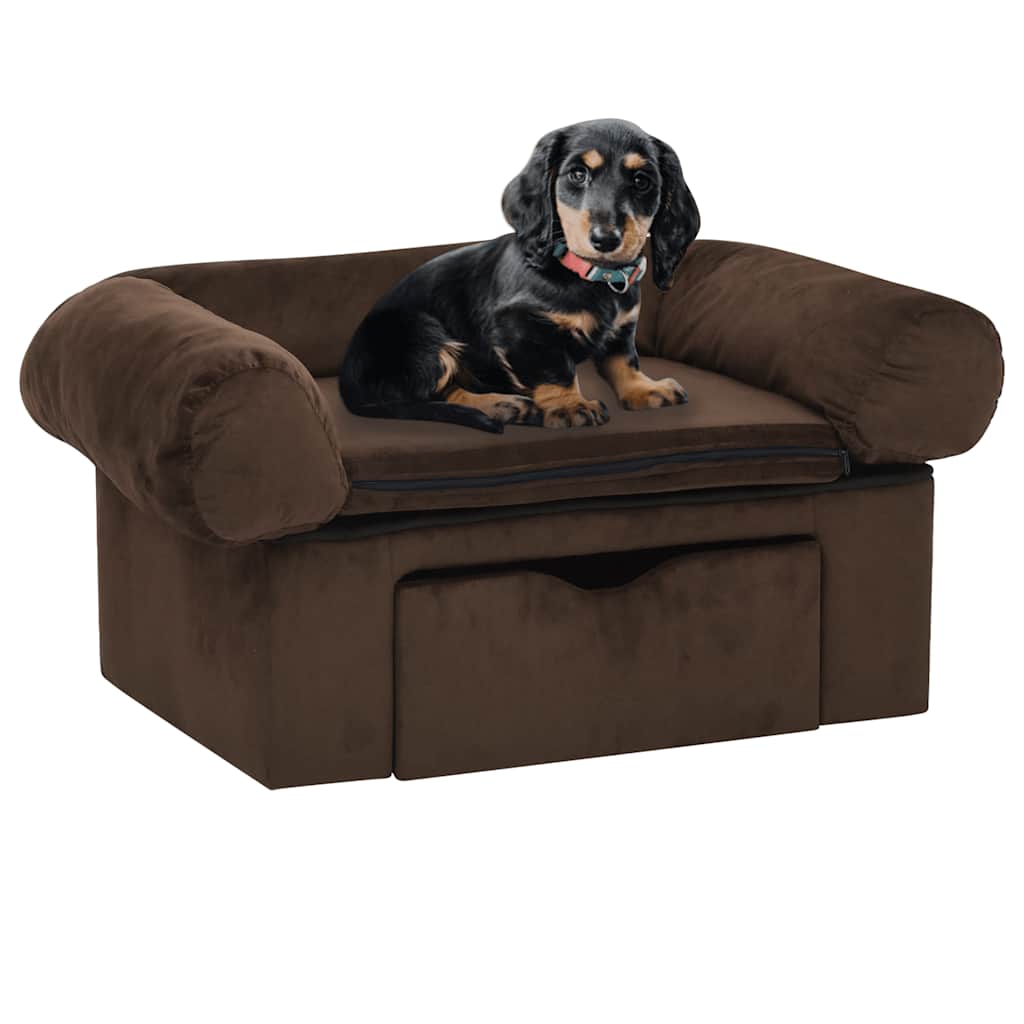 Vidaxxl Hundesofa mit Schublade 75x50x38 cm Plüsch braun
