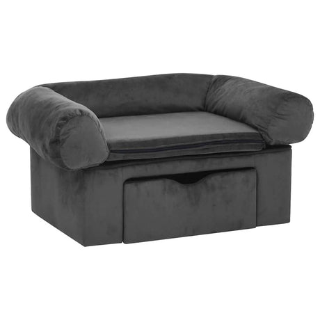 Vidaxxl Hundesofa mit Schublade 75x50x38 cm Plüsch dunkelgrau