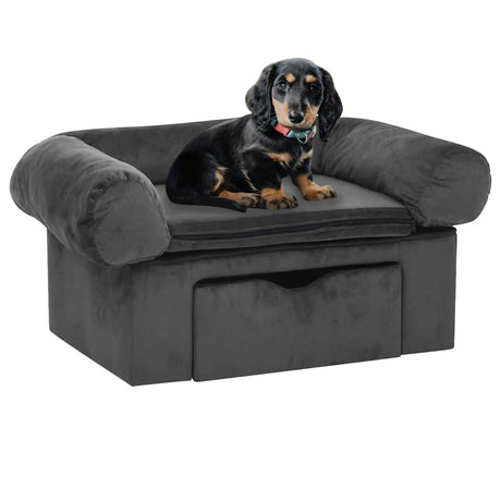 Vidaxxl Hundesofa mit Schublade 75x50x38 cm Plüsch dunkelgrau
