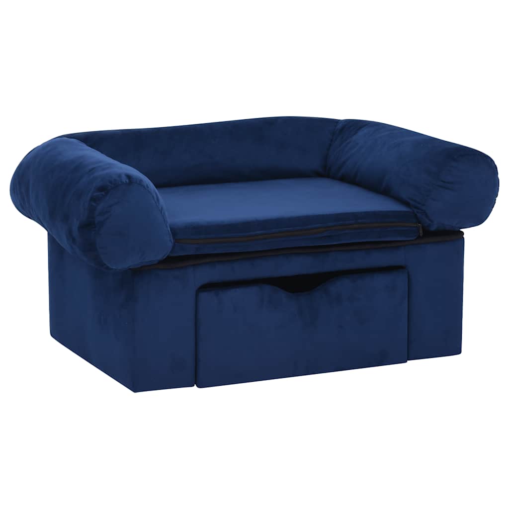 Vidaxxl Hundesofa mit Schublade 75x50x38 cm Plüsch blau