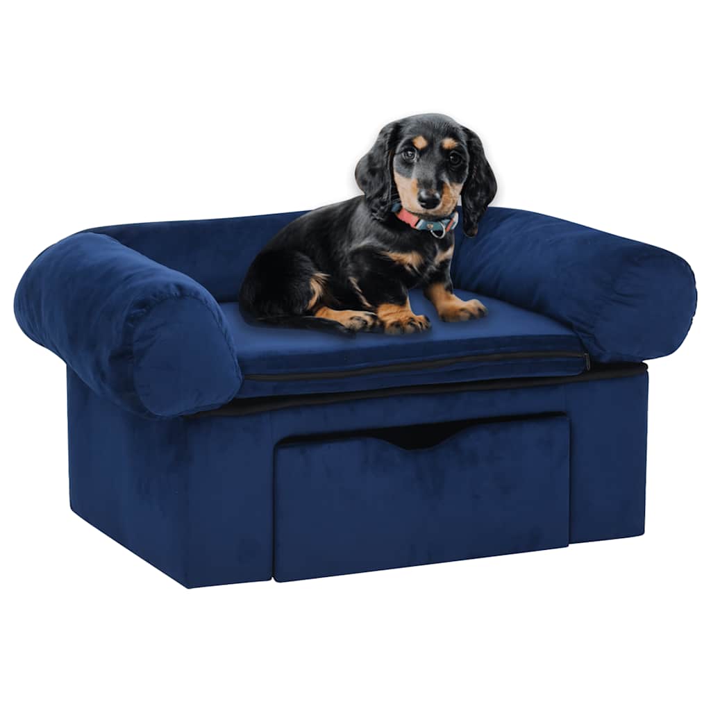 Vidaxxl Hundesofa mit Schublade 75x50x38 cm Plüsch blau