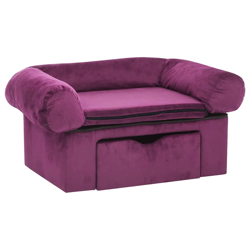 Vidaxxl Hundesofa mit Schublade 75x50x38 cm Plüsch Burgunderrot
