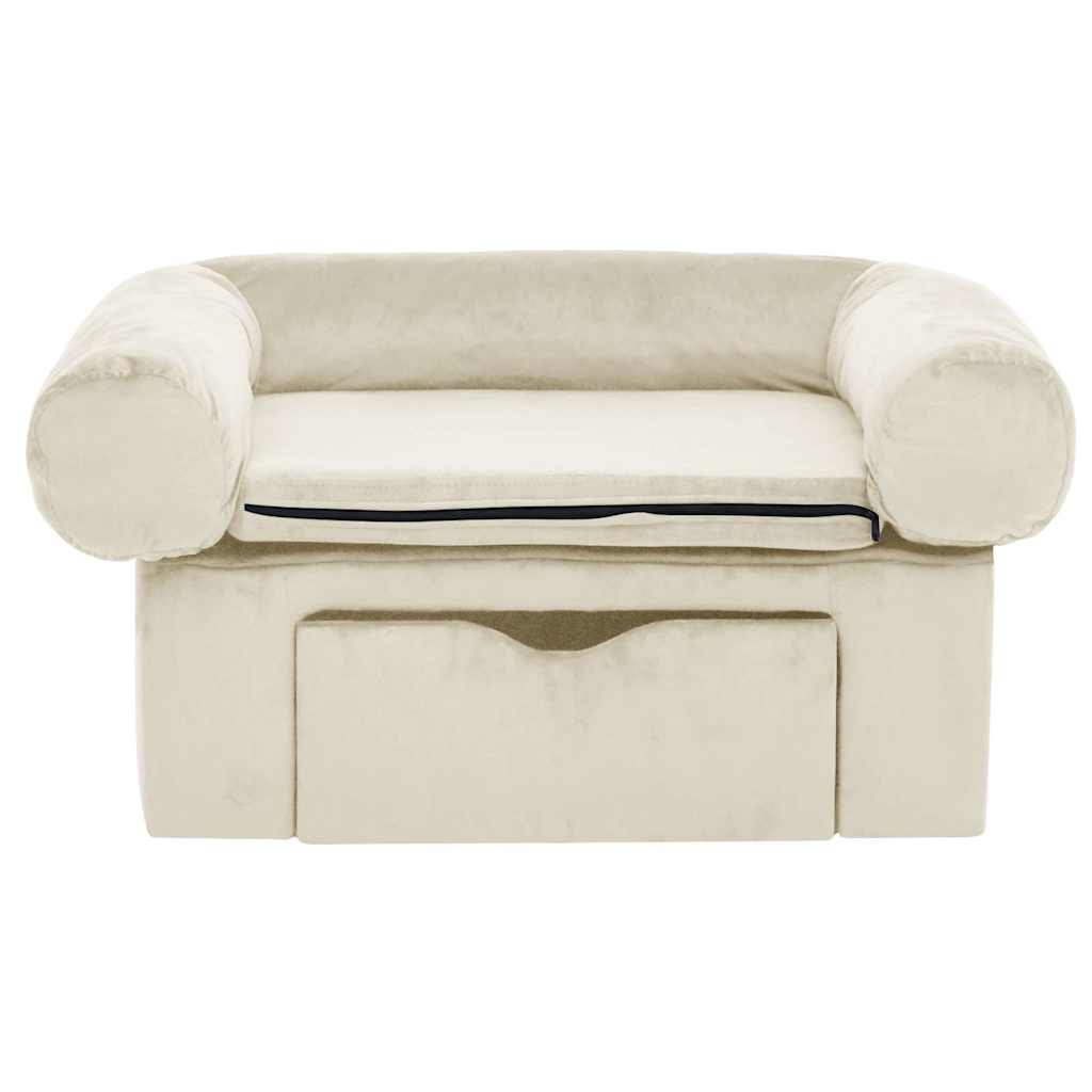 Vidaxxl Hundesofa mit Schublade 75x50x38 cm Plüsch creme