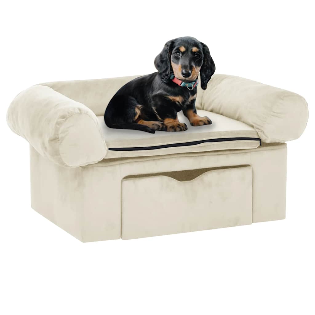 Vidaxxl Hundesofa mit Schublade 75x50x38 cm Plüsch creme