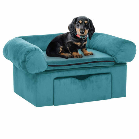 Vidaxl hondenbank met opslag turquoise 75 x 50 x 38cm pluche