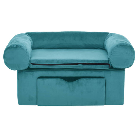 Vidaxl hondenbank met opslag turquoise 75 x 50 x 38cm pluche