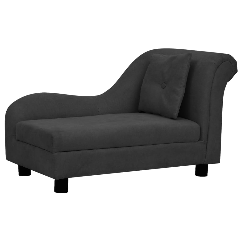 Vidaxxl Hundesofa mit Kissen 83x44x44 cm Plüsch schwarz