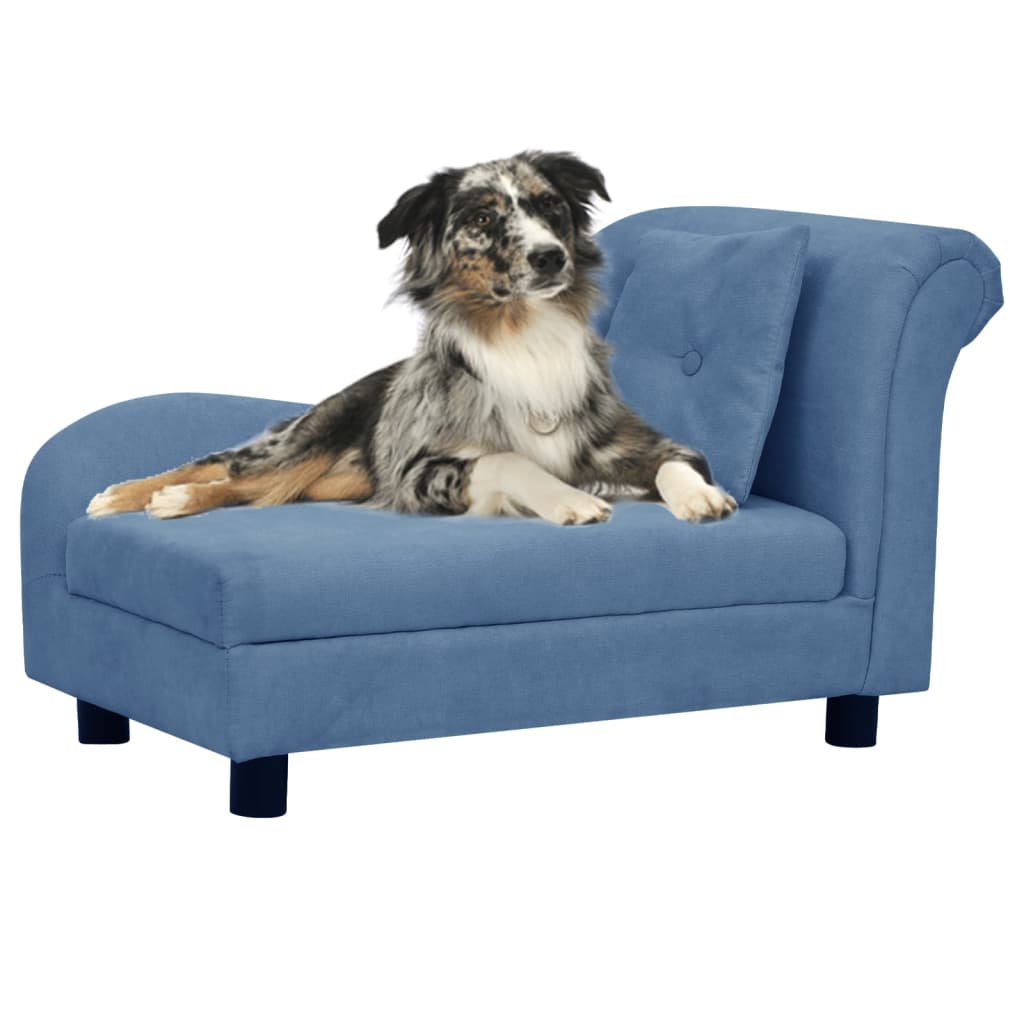 Vidaxxl Hundesofa mit Kissen 83x44x44 cm Plüsch blau
