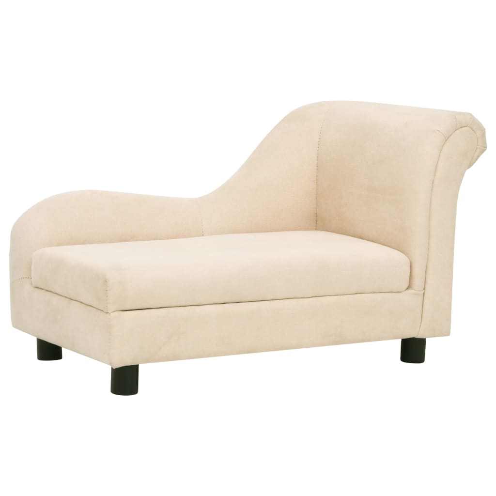 Vidaxxl Hundesofa mit Kissen 83x44x44 cm Plüsch creme