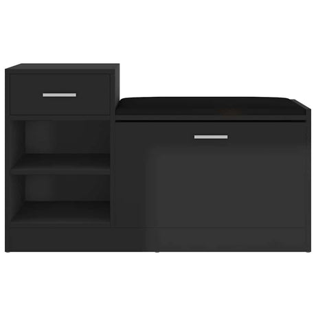 Vidaxl Schuhsofa 94.5x31x57 cm verarbeitetes Holz Hochglanzschwarz schwarz