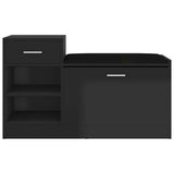 Vidaxl Schuhsofa 94.5x31x57 cm verarbeitetes Holz Hochglanzschwarz schwarz