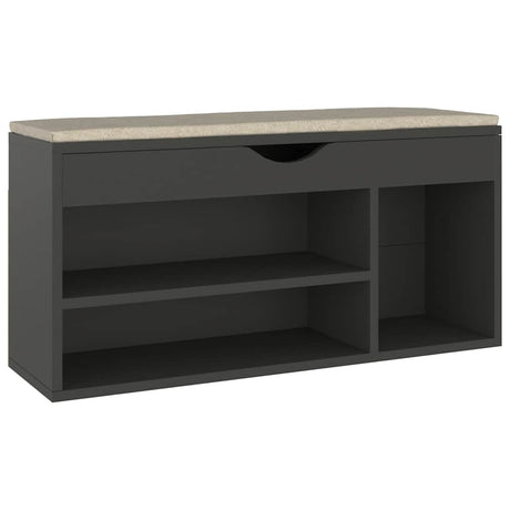 Vidaxl -Schuhsofa mit Kissen 104x30x49 cm verarbeitetes Holzgrau