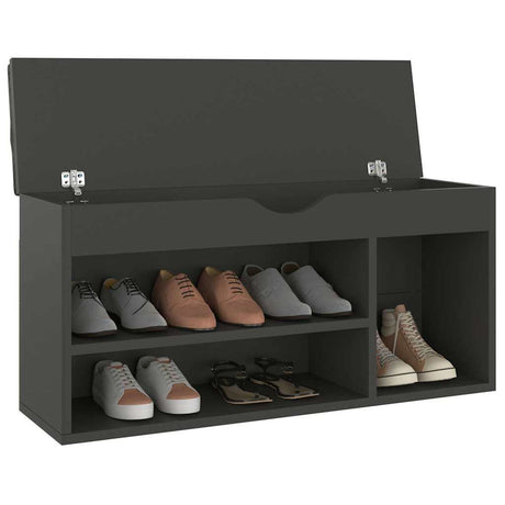 Vidaxl -Schuhsofa mit Kissen 104x30x49 cm verarbeitetes Holzgrau