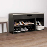 Vidaxl -Schuhsofa mit Kissen 104x30x49 cm verarbeitetes Holzgrau
