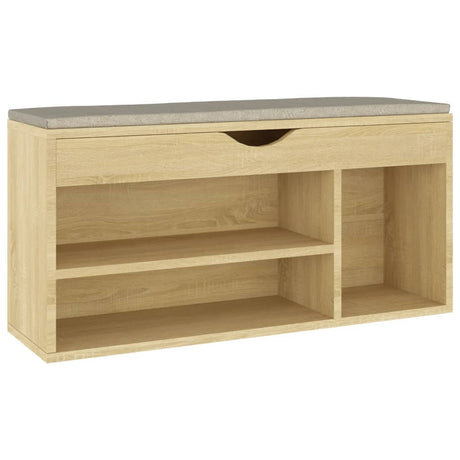 VIDAXL -Schuhbank mit Kissen 104x30x49 cm verarbeitetes Holz Sonoma Eiche