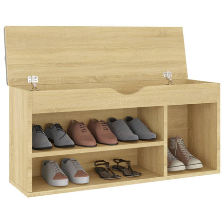 VIDAXL -Schuhbank mit Kissen 104x30x49 cm verarbeitetes Holz Sonoma Eiche