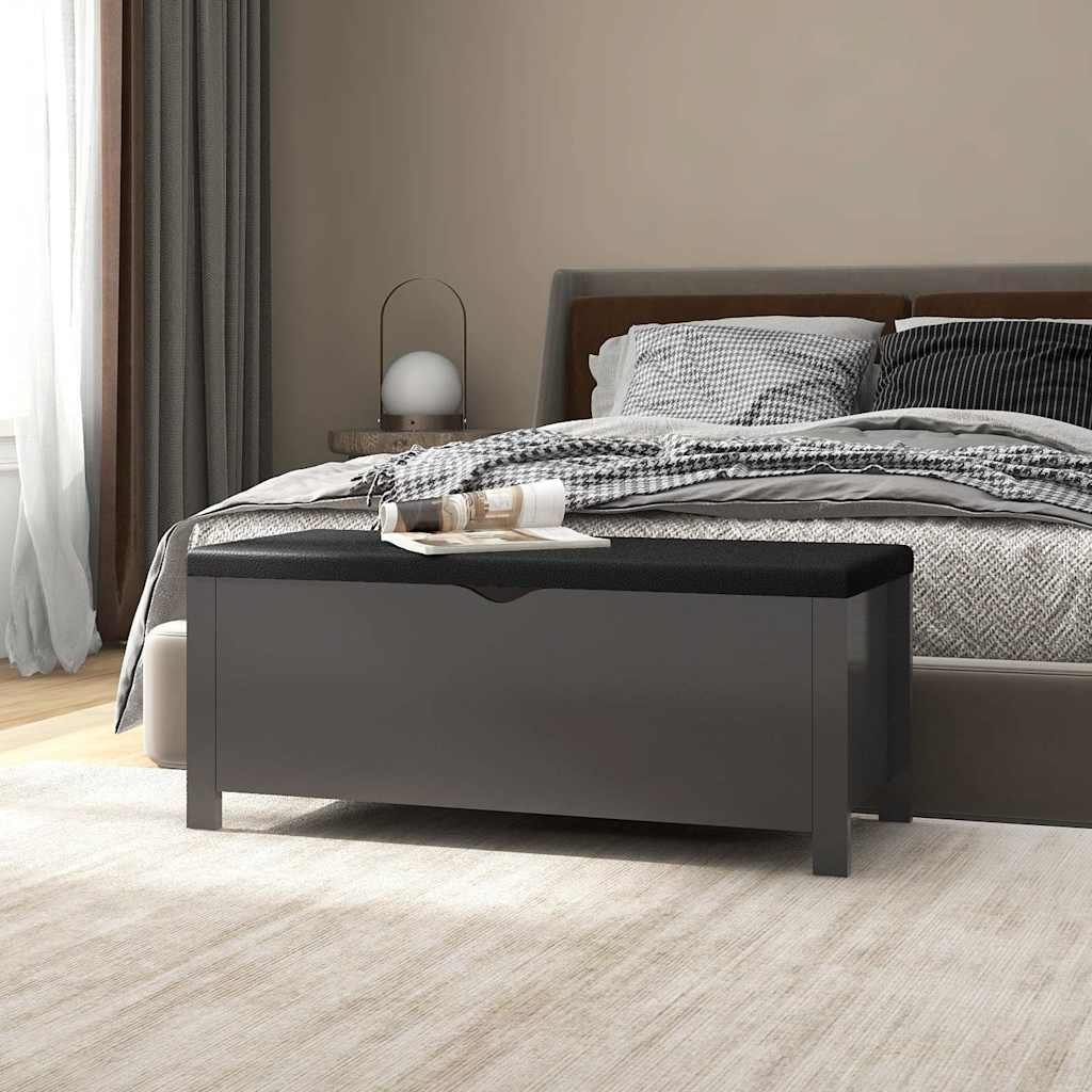 Vidaxl opbergbox met kussen 105x40x45 cm bewerkt hout grijs