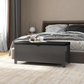 Vidaxl opbergbox met kussen 105x40x45 cm bewerkt hout grijs