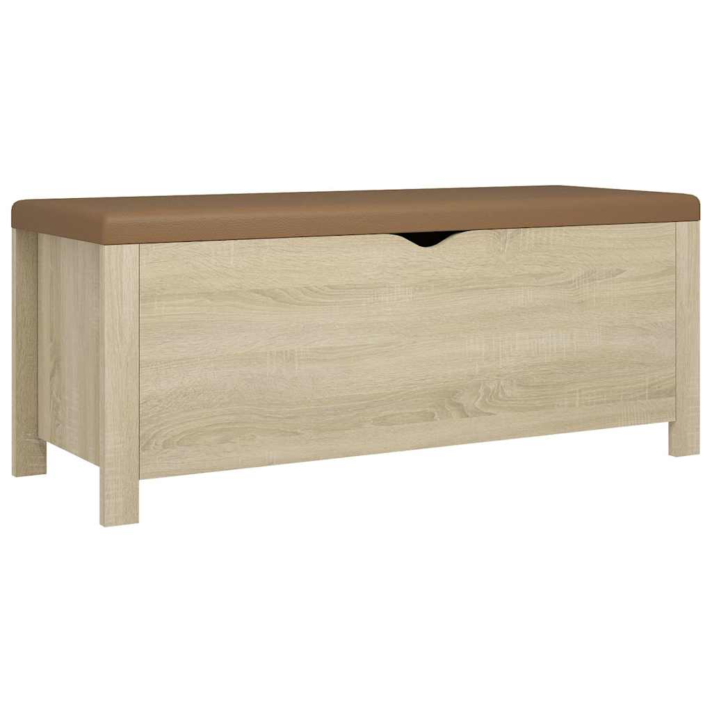 Vidaxl opbergbox met kussen 105x40x45cm bewerkt hout sonoma eikenkleur