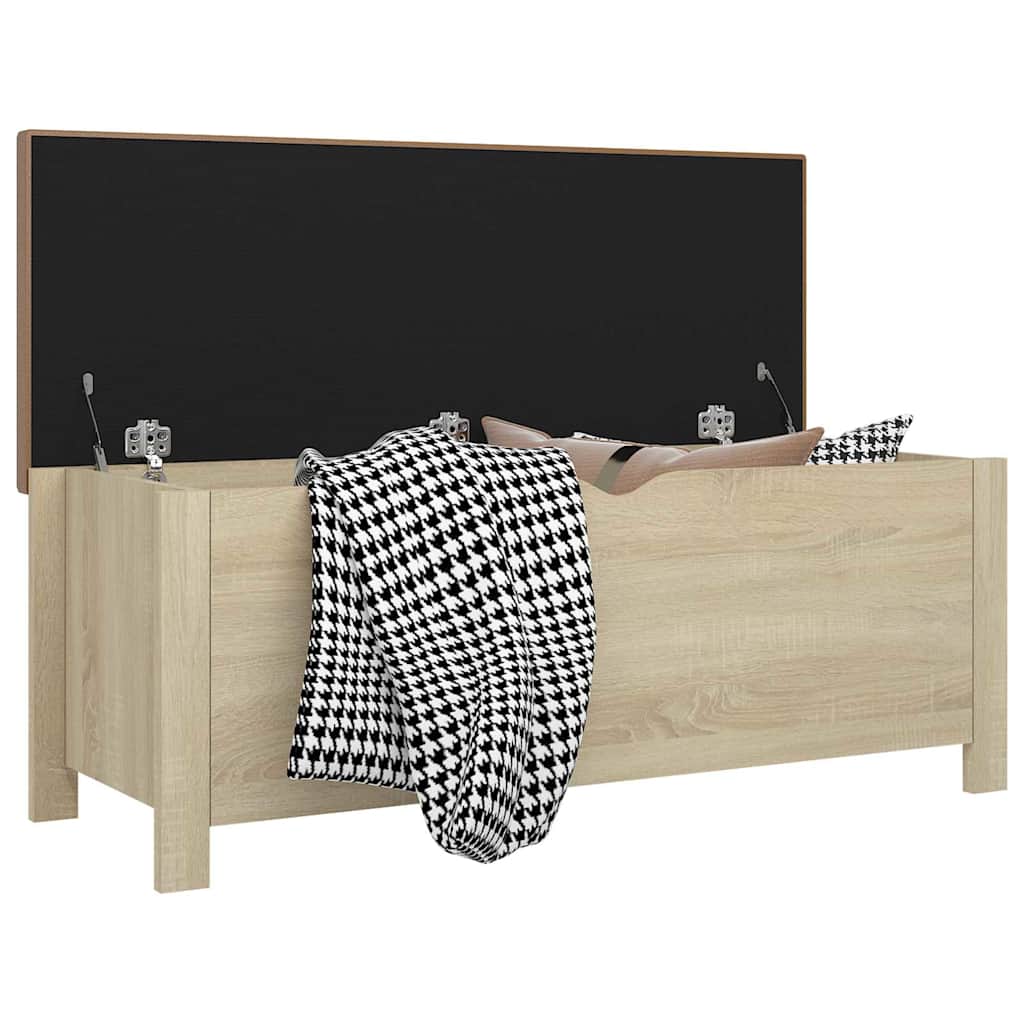 Vidaxl opbergbox met kussen 105x40x45cm bewerkt hout sonoma eikenkleur