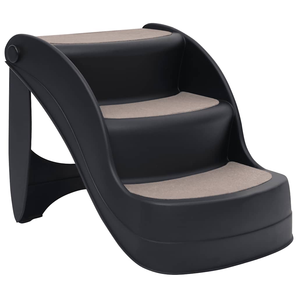VidaXL Hundetreppe 3 Stufen klappbar schwarz