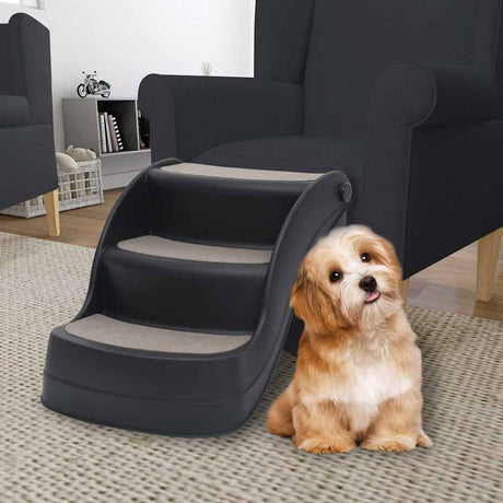 VidaXL Hundetreppe 3 Stufen klappbar schwarz