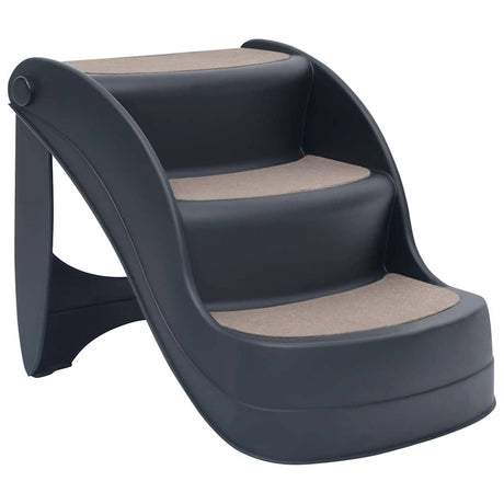 VidaXL Hundetreppe 3 Stufen klappbar dunkelgrau