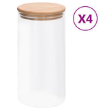 VIDAXL -Aufbewahrungstöpfe mit Bambusdeckel 4 ST 1200 ml Glas
