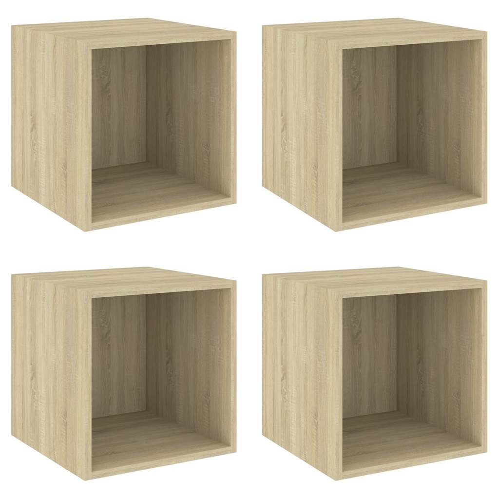 Vidaxl wandkasten 4 st 37x37x37 cm bewerkt hout sonoma eikenkleurig