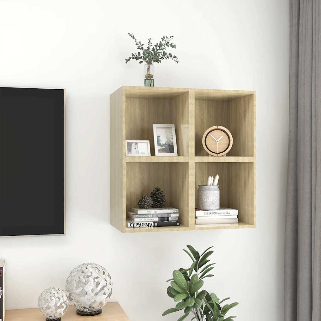 Vidaxl wandkasten 4 st 37x37x37 cm bewerkt hout sonoma eikenkleurig