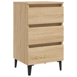 Vidaxl nachtkastje met metalen poten 40x35x69 cm sonoma eikenkleurig