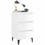 Vidaxl nachtkastje met metalen poten 40x35x69 cm hoogglans wit