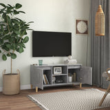 Vidaxl tv-meubel met massief houten poten 103,5x35x50 cm betongrijs