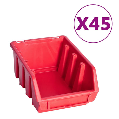 Vidaxxl 96-teiliges Aufbewahrungsbox-Set mit Wandpaneelen in Rot und Schwarz
