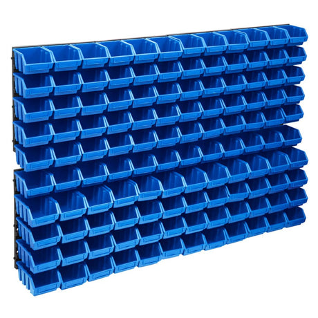 VidaXL 128-teiliges Aufbewahrungsbox-Set mit Wandpaneelen in Blau und Schwarz