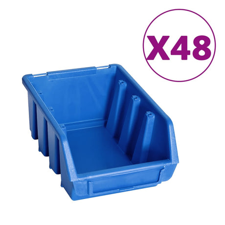 VidaXL 128-teiliges Aufbewahrungsbox-Set mit Wandpaneelen in Blau und Schwarz