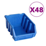 VidaXL 128-teiliges Aufbewahrungsbox-Set mit Wandpaneelen in Blau und Schwarz