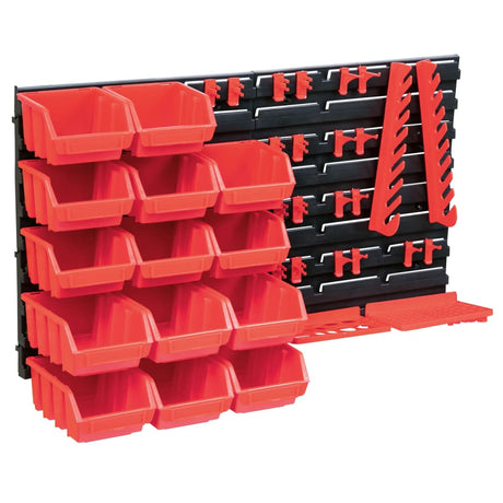 Vidaxxl 39-teiliges Aufbewahrungsbox-Set mit Wandpaneelen in Rot und Schwarz