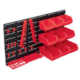VidaXL 34-teiliges Aufbewahrungsbox-Set mit Wandpaneelen in Rot und Schwarz