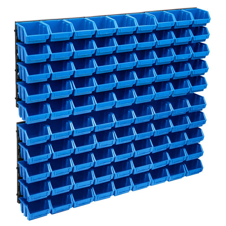 Vidaxxl 96-teiliges Aufbewahrungsbox-Set mit Wandpaneelen in Blau und Schwarz