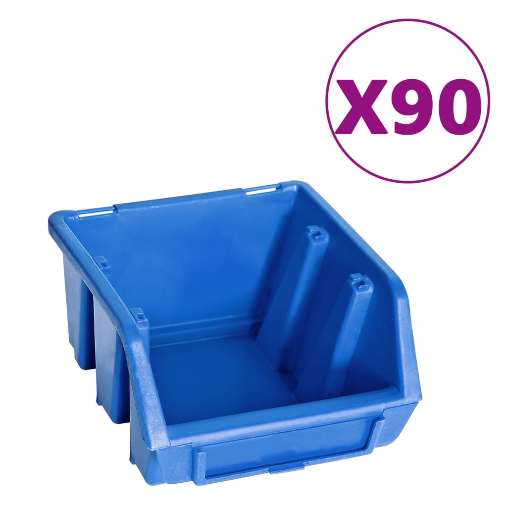 Vidaxxl 96-teiliges Aufbewahrungsbox-Set mit Wandpaneelen in Blau und Schwarz