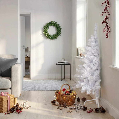 Vidaxl kunstkerstboom mit Standard -Halb -SIX0 cm PVC Weiß