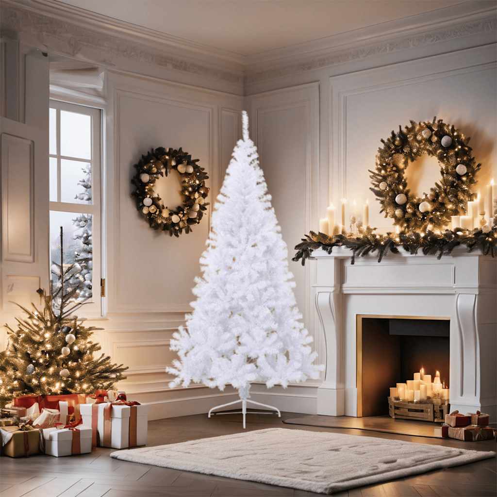 Vidaxl Kunstkerstboom mit Standardhälfte 180 cm PVC Weiß