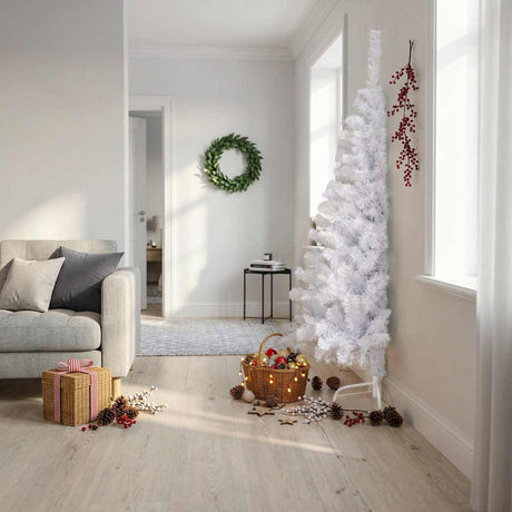 Vidaxl Kunstkerstboom mit Standardhälfte 180 cm PVC Weiß