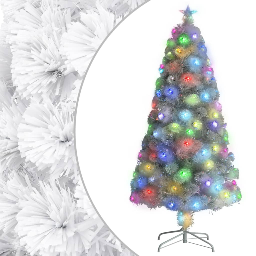 Vidaxl Kunstkerstboom mit Beleuchtung 120 cm Faserweiß