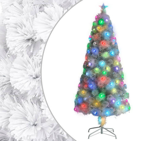 Vidaxl Kunstkerstboom mit Beleuchtung 150 cm Glasfaserweiß