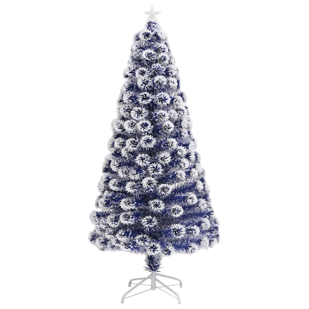Vidaxl Kunstkerstboom mit Beleuchtung 120 cm Glasfaser weiß und blau