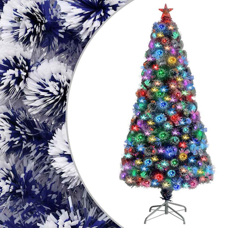 Vidaxx künstlicher Weihnachtsbaum mit Beleuchtung 150 cm Glasfaser weiß und blau