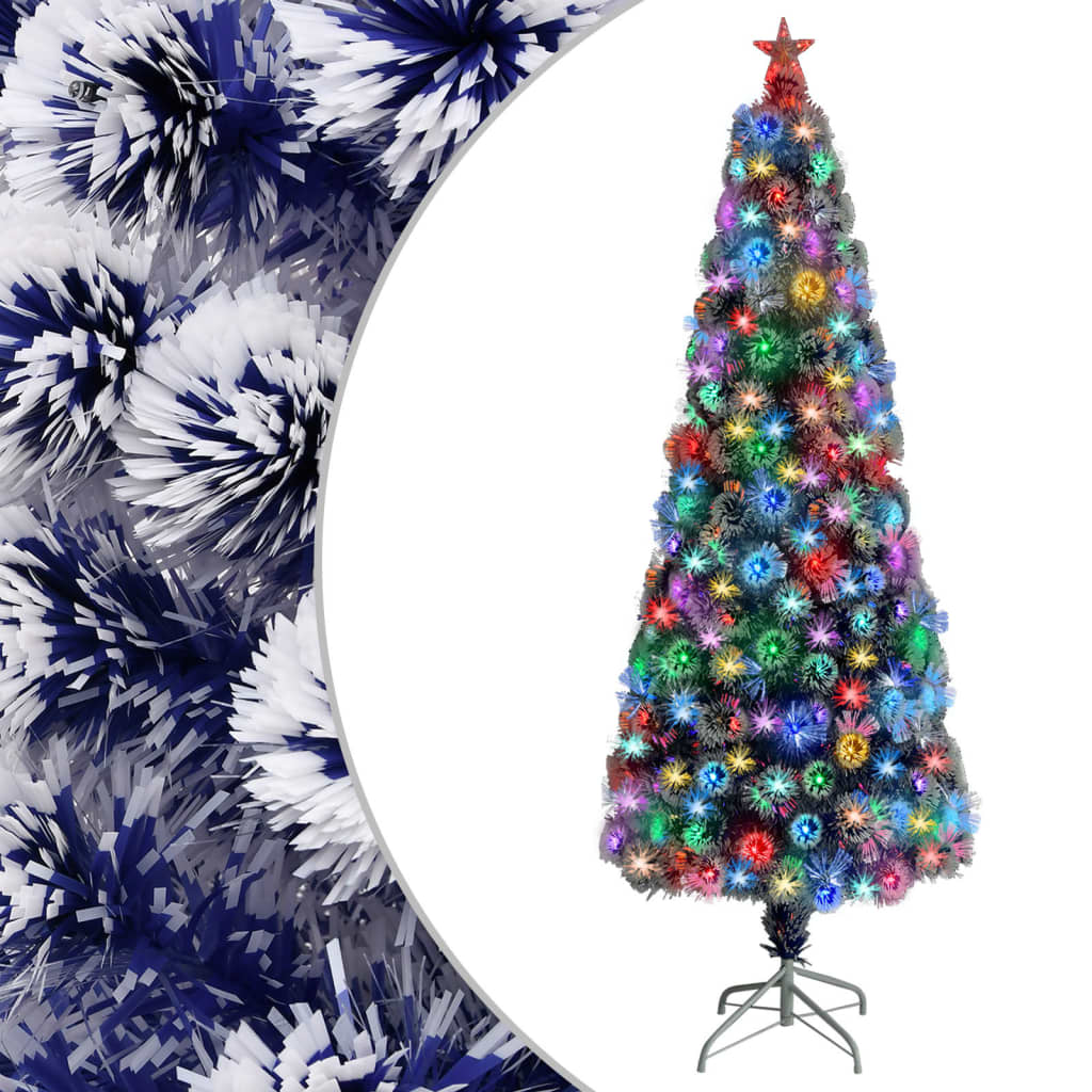 Vidaxx künstlicher Weihnachtsbaum mit Beleuchtung 210 cm Glasfaser weiß und blau