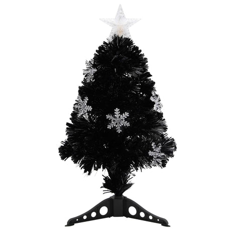 Vidaxl Weihnachtsbaum mit LED -Schneeflocken 64 cm Faserschwarz schwarz